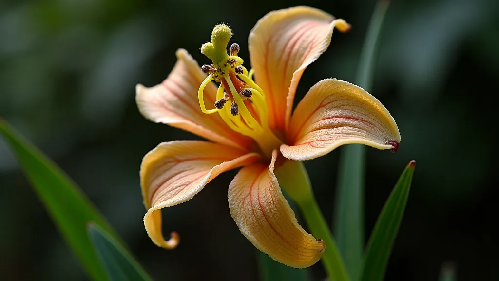 Bulbophyllum flower with spur
