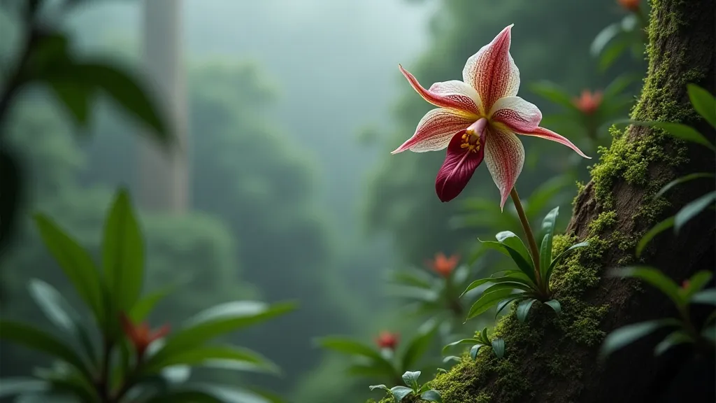Dracula Orchid Growing on a Tree Branch