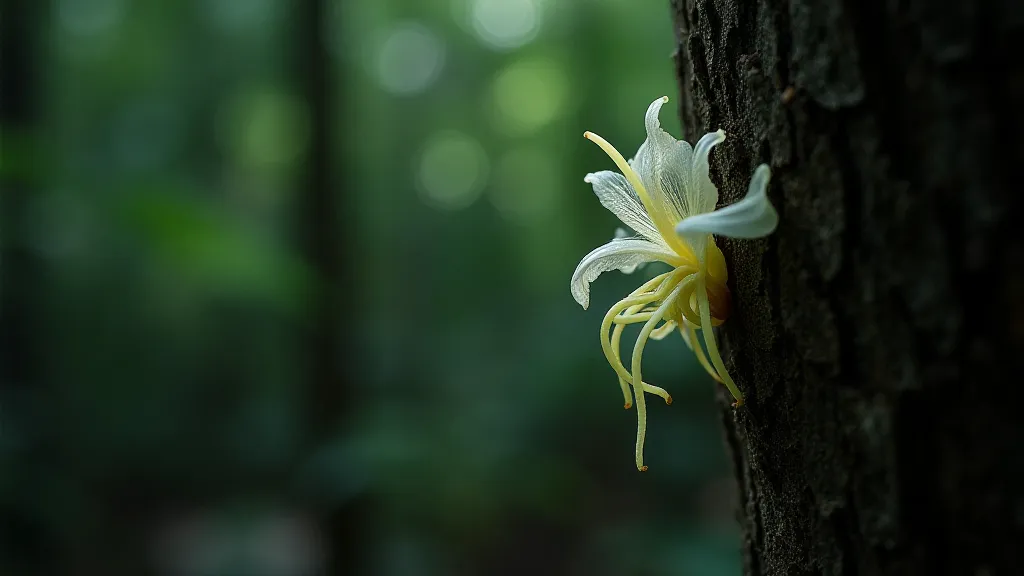 Ghost Orchid clinging to a tree trunk