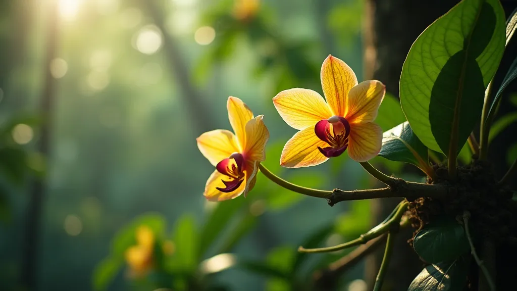 Orchid growing on a tree branch