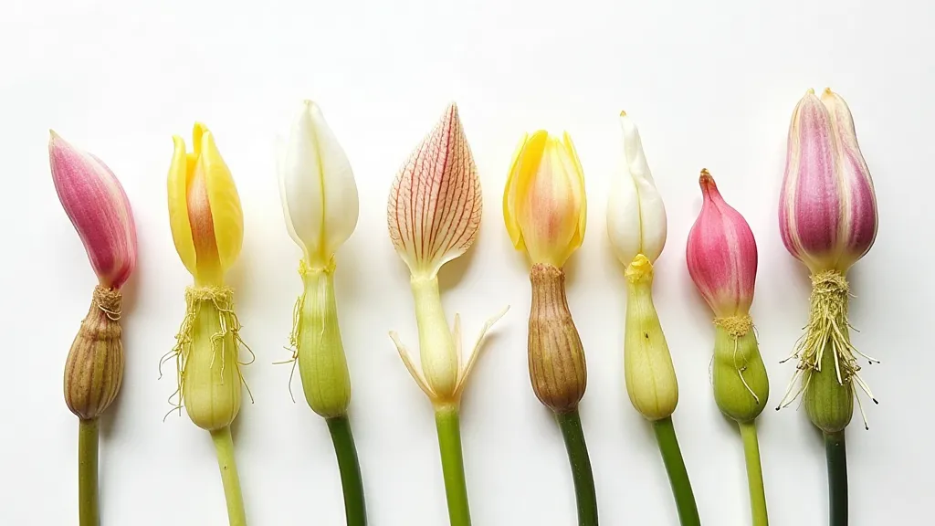 Variety of orchid pseudobulbs