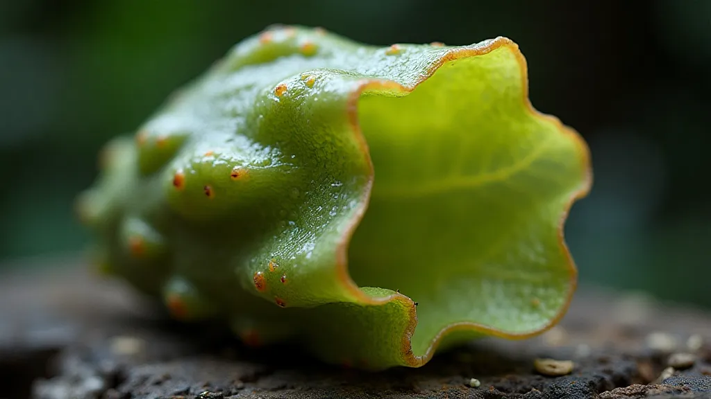 Detail of an orchid pseudobulb showing leaf scars and texture
